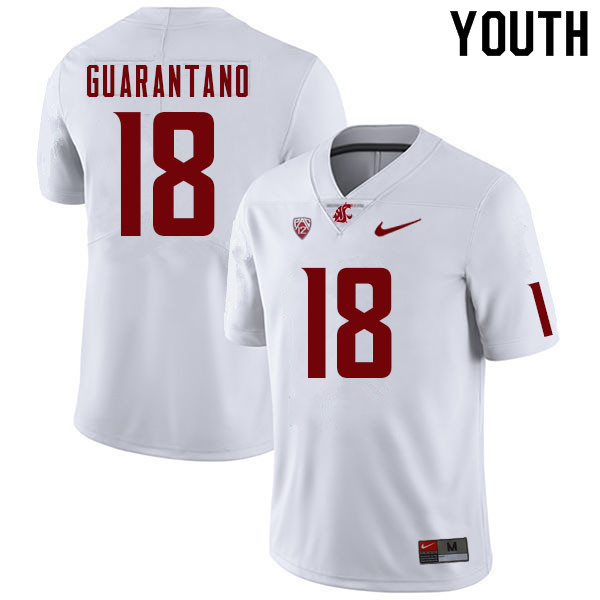 Youth #18 Jarrett Guarantano Washington State Cougars College Football Jerseys Sale-White - Click Image to Close